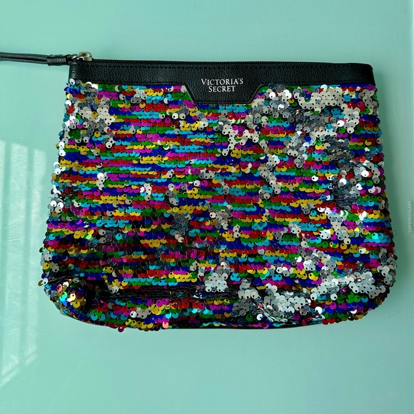 Victoria's Secret Handbags - Victoria's Secret Pink and Black Sequin Clutch